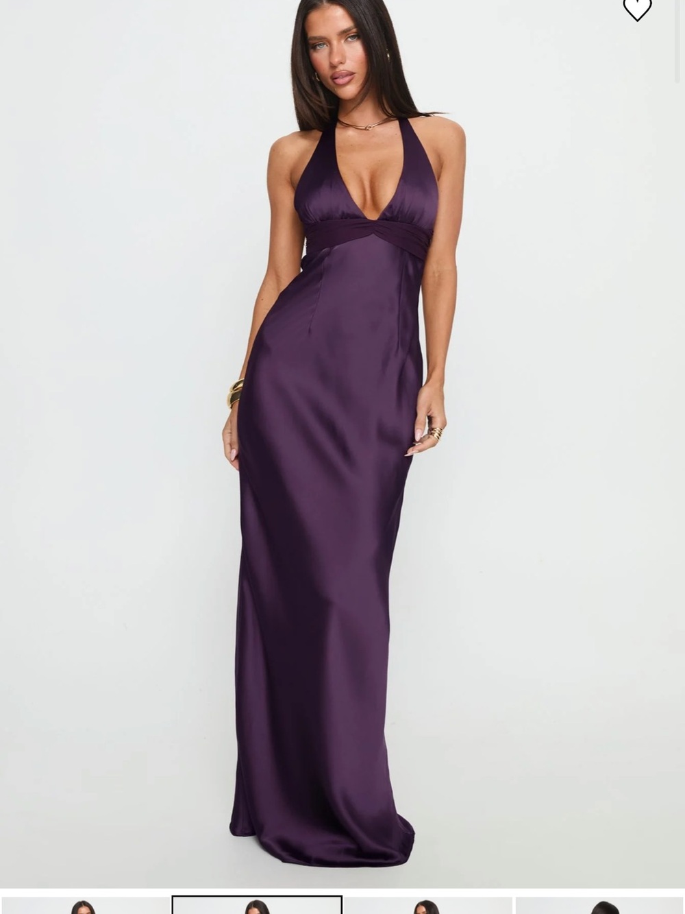 Princess Polly Satin Halter Plunge Maxi Dress in Purple